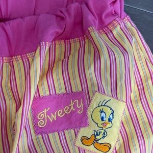 Tweety Pink and Yellow Striped Pajama Pants woman’s sz XXL